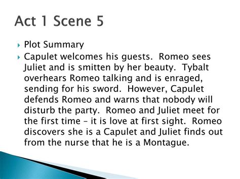 summary of act 1 scene 5 of romeo and juliet